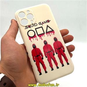قاب گوشی iPhone 12 Pro Max آیفون سیلیکونی ژله ای طرح اسکویید گیم Squid Game بازی مرکب محافظ لنز دار سفید استخوانی کد 129