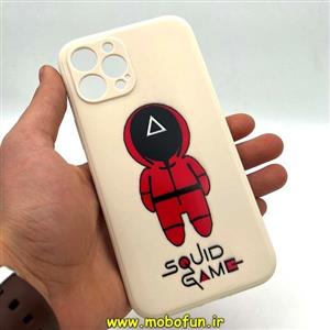 قاب گوشی iPhone 12 Pro Max آیفون سیلیکونی ژله ای طرح اسکویید گیم Squid Game بازی مرکب محافظ لنز دار سفید استخوانی کد 128