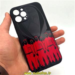 قاب گوشی iPhone 12 Pro Max آیفون سیلیکونی ژله ای طرح اسکویید گیم Squid Game بازی مرکب محافظ لنز دار مشکی کد 125