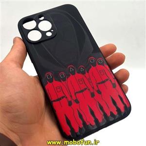 قاب گوشی iPhone 13 Pro Max آیفون سیلیکونی ژله ای طرح اسکویید گیم Squid Game بازی مرکب محافظ لنز دار مشکی کد 57