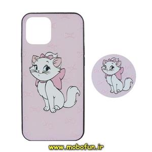قاب گوشی iPhone 12 Pro Max آیفون فانتزی برجسته طرح گربه اشرافی پاپ سوکت دار کد 133