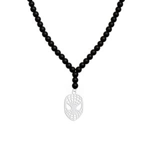 گردنبند استیل طرح اسپایدرمن سنگ اونیکس کد 189