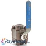 شیر گازی (توپی)فولادی دنده ای " 1 کلاس800 سه تکه BALL VALVE چهار پیچ AF (جثه بزرگ)