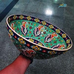 کاسه سفالی میناکاری شده
