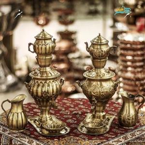 سرویس سماور کودک برنجی ١ لیتری با پوشش نانو آنتیک شده