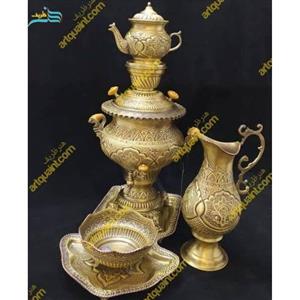 سماور ذغالی برنجی اعلا آنتیک قلمزنی سماور زغالی آنتیک روسی 4 لیتری 