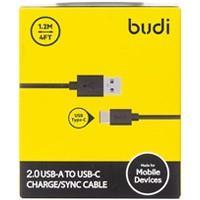 کابل شارژ و دیتا Type C 1.2 متری فست ۲.۴ آمپر Budi M8J166TC