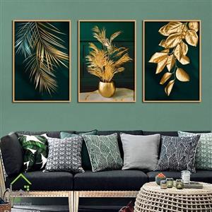 تابلو سه تکه طرح برگ سوزنی کد 3366