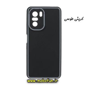 قاب گوشی Poco F3 پوکو شیائومی طرح کربنی کبریتی محافظ لنز دار طوسی کد 43