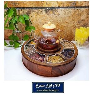 تی باکس و جای تنقلات چوبی جای وارمر دار گرد 