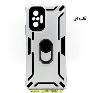 قاب گوشی Redmi Note 10 Pro - Redmi Note 10 Pro Max شیائومی طرح ضد ضربه بتمن هولدر دار محافظ لنز دار نقره ای کد 137