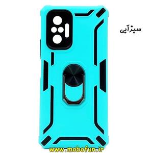 قاب گوشی Redmi Note 10 Pro - Redmi Note 10 Pro Max شیائومی طرح ضد ضربه بتمن هولدر دار محافظ لنز دار سبزآبی کد 131