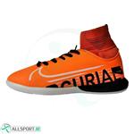 کفش فوتسال ساقدار نایک مرکوریال طرح اصلی نارنجی مشکی سفید Nike Mercurial 2020 Orange Black White