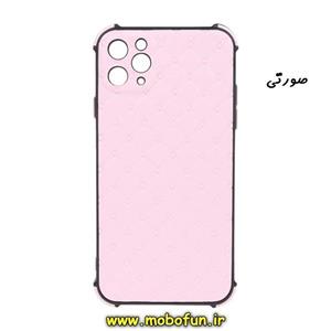 قاب گوشی iPhone 11 Pro Max آیفون طرح چرمی لوزی محافظ لنز دار ایربگ دار کپسولی صورتی کد 152