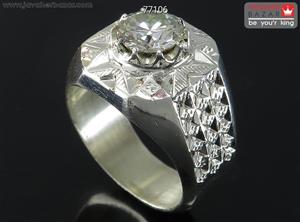 انگشتر نقره موزانایت الماس تراش درخشان مردانه دست ساز کد 77106 