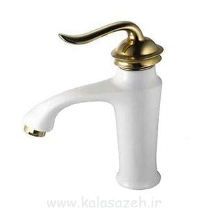 شیر روشویی سفید طلایی راهدانه مدل آیدا