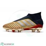 کفش فوتبال آدیداس پردیتور طرح اصلی ساقدار طلایی سفید Adidas Predator 19+ FG Gold Navy Metallic Silver