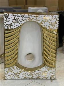 توالت زمینی لوکس سفید طلایی کد 4