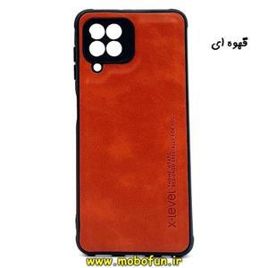 قاب گوشی Galaxy A22 4G - Galaxy M32 4G سامسونگ طرح چرمی ساده ایکس لول X-Level محافظ لنز دار قهوه ای کد 111
