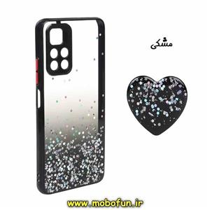 قاب گوشی Redmi Note 11 5G - Redmi Note 11T - Poco M4 Pro شیائومی طرح رزینی اکلیلی پاپ سوکت دار قلبی مشکی کد 4