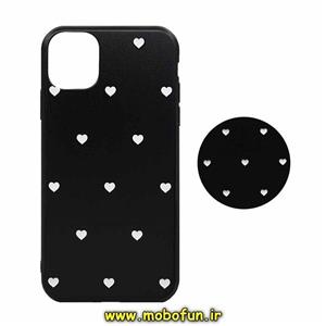 قاب گوشی iPhone 11 آیفون فانتزی برجسته طرح قلب کلاسیک مشکی پاپ سوکت دار کد 146