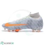 کفش فوتبال نایک مرکوریال طرح اصلی ساقدار سفید مشکی نارنجی Nike Mercurial Superfly VII Elite CR7 Safari FG  White Black Orange