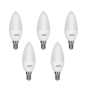 لامپ ال ای دی شمعی مات 6 وات نور سرپیچ E14 بسته 5 عددی