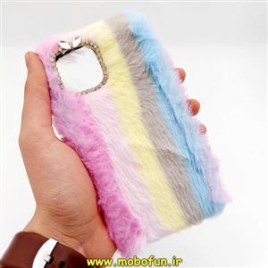 قاب گوشی iPhone 13 آیفون طرح پشمالو رنگی نگین دار کد 43