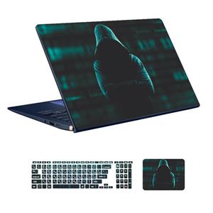 اسکین لپ تاپ طرح Hacker کد ۰۶ به همراه استیکر کیبورد