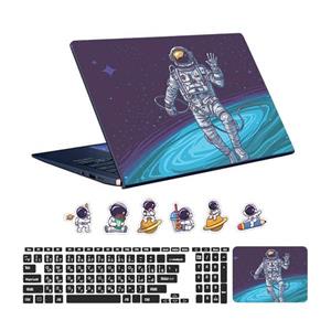 اسکین لپ تاپ طرح Astronaut کد ۱۶ به همراه استیکر کیبورد