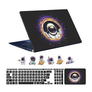 اسکین لپ تاپ طرح Astronaut کد ۱۰ به همراه استیکر کیبورد