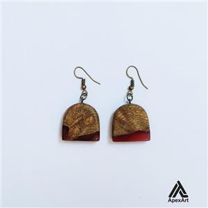 گوشواره چوب و رزین طرح ثمین کد 233