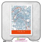 تابلو نقشه شهر پاریس با تم White-Orange کد 234