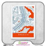 تابلو نقشه شهر برازیلیا با تم White Orange کد 304