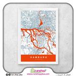 تابلو نقشه شهر هامبورگ با تم White Orange کد 927