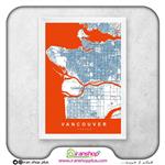 تابلو نقشه شهر ونکوور با تم White Orange کد 85