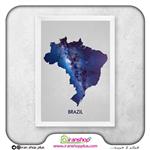 تابلو نقشه کشور برزیل با تم Silver Blue کد 853 