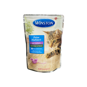 پوچ گربه وینستون با طعم گوشت شکار و بوقلمون در سس Winston Game & Turkey In Sauce وزن 100 گرم