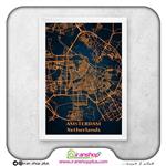 تابلو نقشه شهر آمستردام با تم Blue Orange کد 207