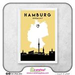 تابلو نقشه شهر هامبورگ با تم Heart City Skylines کد 210