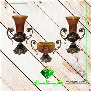 سه تیکه کریستال گلدان و آجیل خوری کد CS1223 کریستال سازان