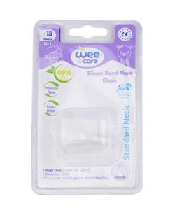 سر شیشه دهانه استاندارد وی کر Wee Care کد N513 Wee Care N513 Silicone Round Nipple Classic