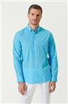 پیراهن مردانه برند نتورک ( NETWORK ) مدل پیراهن یقه دکمه دار فیروزه ای راحت – کدمحصول 223021