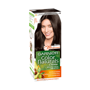 رنگ مو ، فروشگاه واتسونس ( Watsons ) رنگ مو Garnier Color Naturals مو قهوه ای تیره شماره: 3 – کدمحصول 356106