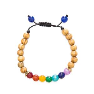 دستبند چوبین مدل هفت چاکرا چوبی Choobin Seven Chakras Wooden Bracelet