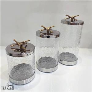 بانکه ترکیب شیشه ترک دار و برنج 3 سایز مدل بامبو کد 24