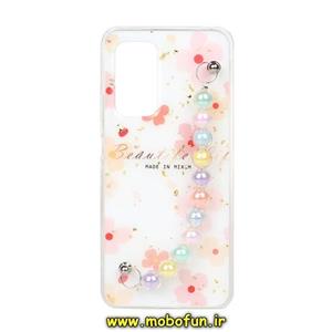 قاب گوشی Redmi Note 11 5G - Redmi Note 11T - Poco M4 Pro شیائومی ماربل مرواریدی دستبندی آویزدار زنجیری گلبهی کد 5