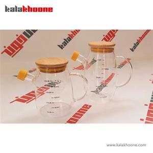 بطری روغن و مایعات پیرکس درب بامبو 350 میل کد 72