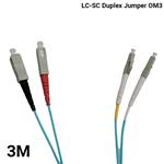 پچ کورد 3 متری فیبرنوری هلوکیبل LC-SC Duplex Jumper OM3