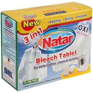 قرص سفیدکننده لباس ناتار مناسب برای لباس های سفید بسته 14 عددی Natar Bleach Tablet For White Clothes Pack Of 14